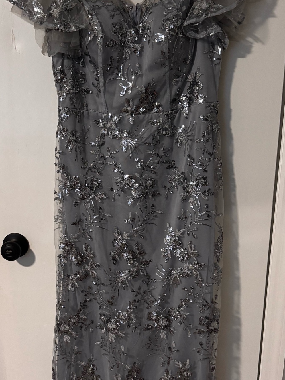 SHEIN Light Blue/Gray Sequin Embellished Dress